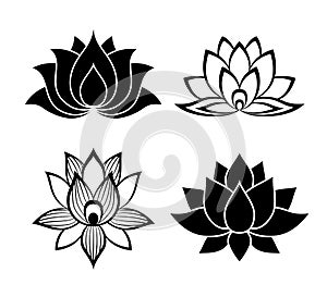 Lotus flower signs set