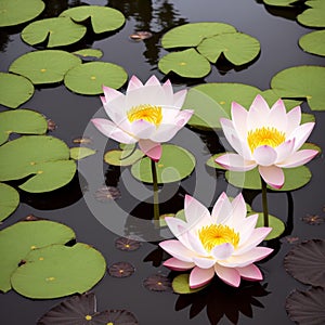 lotus flower water in the pond Generative AI photo