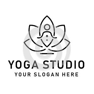 Lotus flower yoga logo flat icon