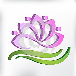 Lotus flower yoga teamwork 3D logo vector image illustration graphic design