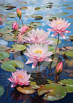 Lotus flowers green nature pink background pond water beauty blossom plant