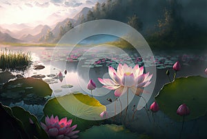 lotus flowers in the lake