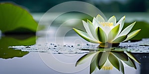 Lotus flowers in the rainy season, natural light reflected on the water