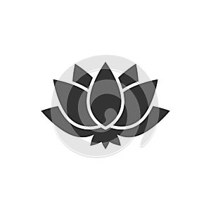 Lotus icon in flat style. Flower leaf vector illustration on white isolated background. Blossom plant business concept