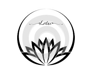 Lotus logo, water lily, Flower of Life. Sacred Geometry. Symbol of Harmony and Balance. Circle White Sign of purity. Chakra Yoga