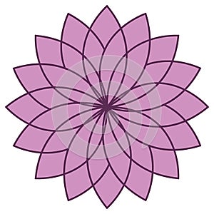 Lotus mandala flower. Yoga or buddhism design illustration. Vector drawing I.