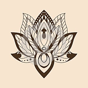 Lotus Mandala. Vector ornamental Lotus, ethnic zentang.