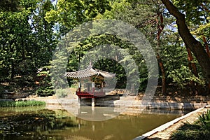 Lotus pond and pavilion at the Huwon park Secret Garden. Changdeokgung palace photo