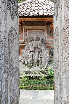 Lotus pond and Pura Saraswati temple in Ubud, Bali