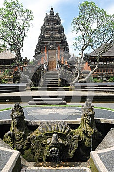 Lotus pond and Pura Saraswati temple in Ubud, Bali