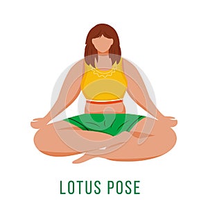 Lotus pose flat vector illustration