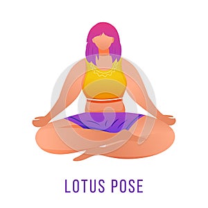 Lotus pose flat vector illustration
