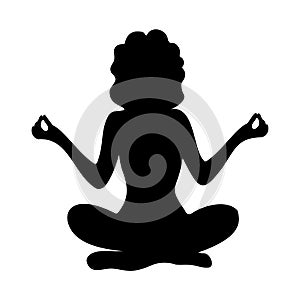 Lotus position yoga silhouette. Vector illustration Cartoon style. Isolated object on a white background.