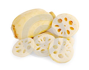 Lotus root an isolated on the white backgroundl
