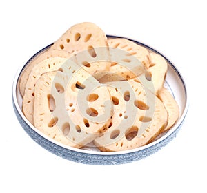 Lotus root slices in plate