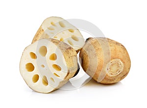 Lotus root on white background