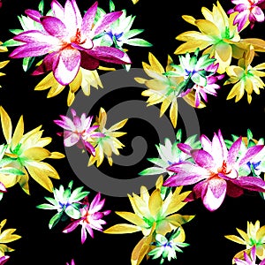 Lotus Scattered Floral Print in Multicolour