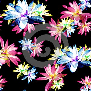 Lotus Scattered Floral Print in Multicolour photo