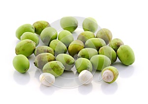 Lotus seed pod on white background