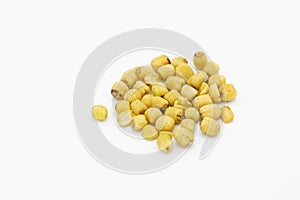 Lotus seeds roasted, Nutritious roasted lotus seeds on white background