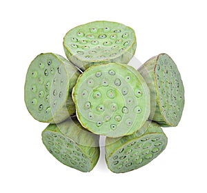 Lotus seeds on white isolate background