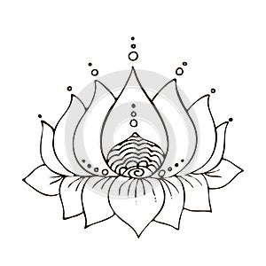 Lotus silhouette Line drawing Spiritual Meditation Yoga symbol