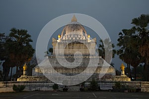 The Lotus Stupa is one of the unique features of Wat Wisounrat is the Watermelon Stupa, known as That Makmo.