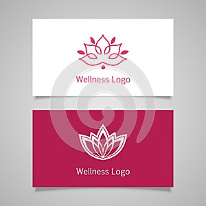 Lotus symbol icons. Vector floral labels for Wellness industry