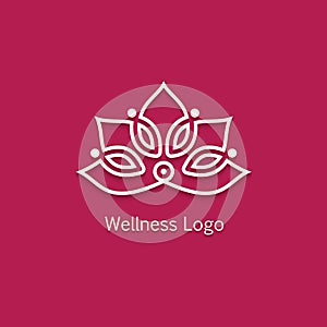 Lotus symbol icons. Vector floral labels for Wellness industry