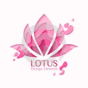 Lotus symbol paper art concept yoga logo