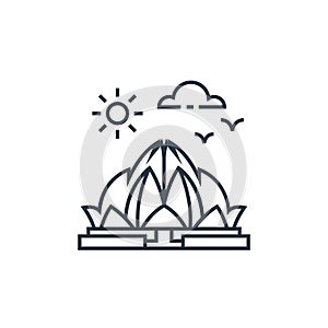 lotus temple vector icon isolated on white background. Outline, thin line lotus temple icon for website design and mobile, app