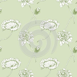 Lotus, Water Lily - seamless pattern