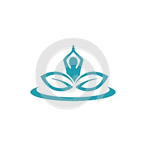 lotus yoga exercise vector logo design