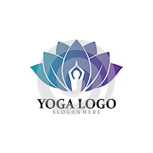 lotus yoga exercise vector logo design