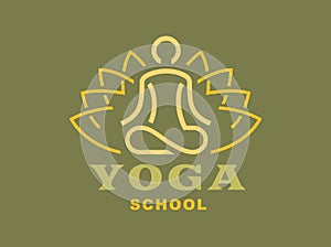 Lotus yoga logo - vector illustration, emblem on light background