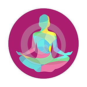 Lotus yoga pose icon. Vector abstract