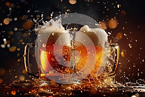 Loud Beer mug clashing. Generate Ai photo