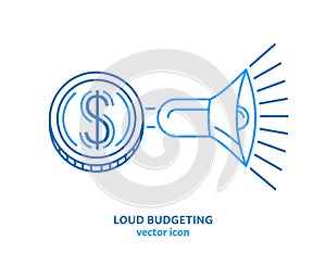 Loud budgeting outline icon, sign. Alternative to unbridled consumption.