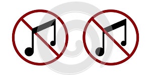 loud music ban prohibit icon. Not allowed listening to music .