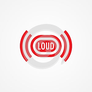 Loud Music Logo Design Template. Sound Vibration Logo Concept Isolated on White Background. Red Color Identity