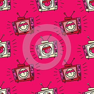 Loud television seamless pattern