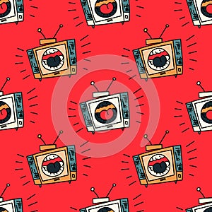 Loud television seamless pattern
