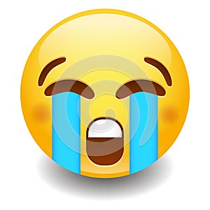 Loudly Crying Emoji Smiley Face Vector Design Art