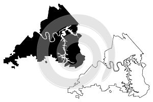 Loudon County, State of Tennessee U.S. county, United States of America, USA, U.S., US map vector illustration, scribble sketch photo