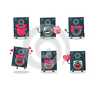 Loudspeaker cartoon character with love cute emoticon