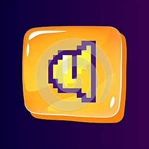 Loudspeaker glossy ui button with pixelated color icon