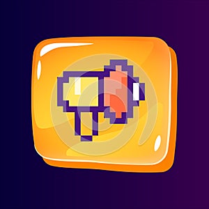 Loudspeaker glossy ui button with pixelated color icon