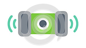 Loudspeaker with sound waves, audio output and volume control, vector design Generative AI