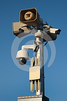 Loudspeakers with motion detectors, CCTV cameras and wireless transceiver