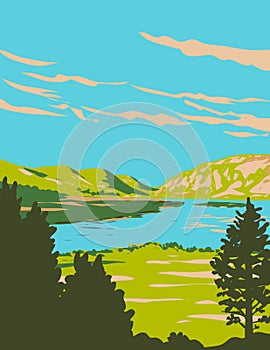 Lough Veagh at Glenveagh National Park in County Donegal Ireland WPA Art Deco Poster